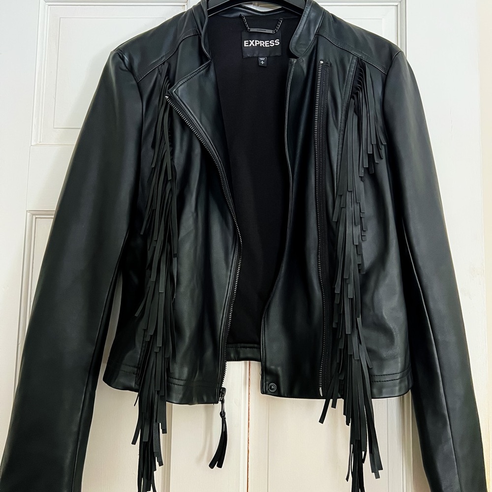 NEW! Express Pleather Fringe Jacket Sz Small
